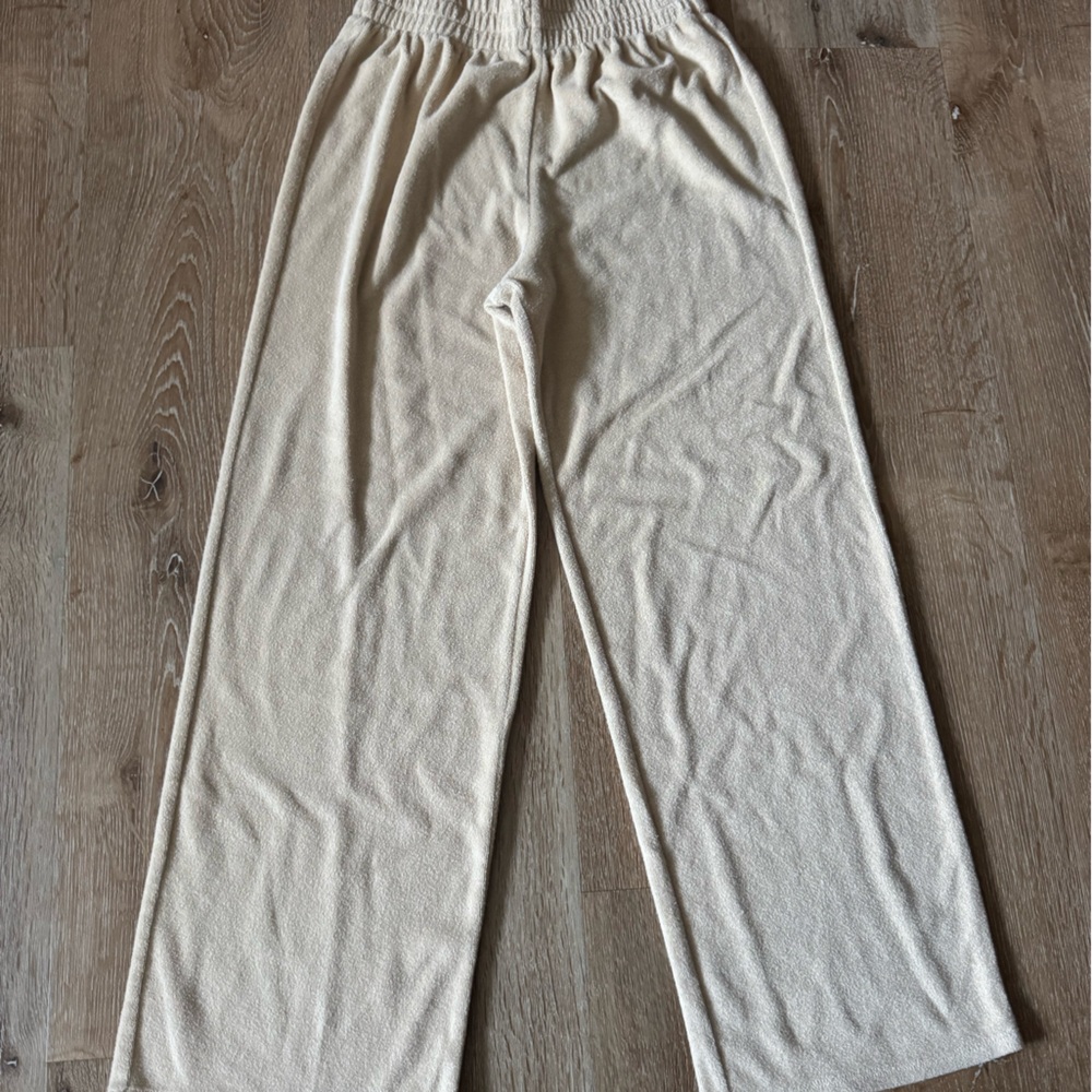 Reformation Cream Terry Cloth Pants Size XS